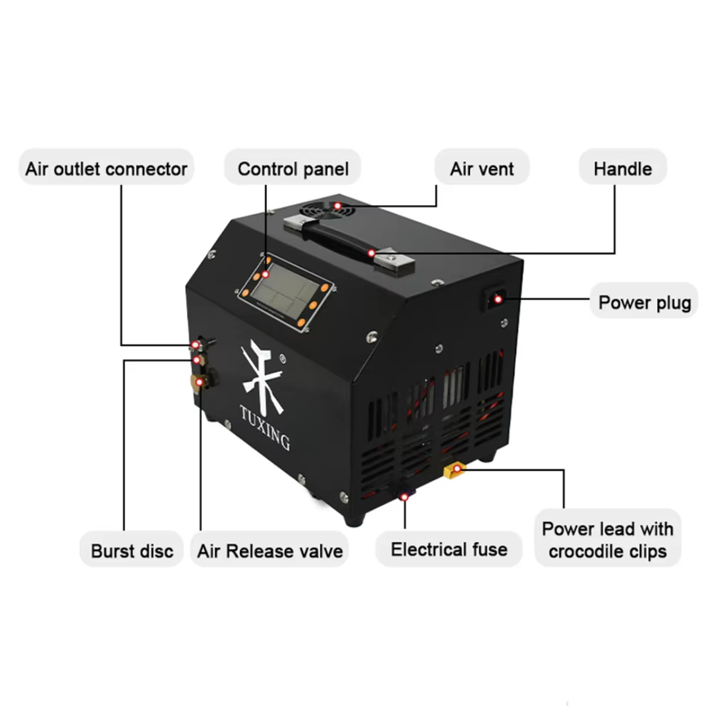 TUXING TXET063 4500Psi 300Bar LCD Display PCP Air Compressor