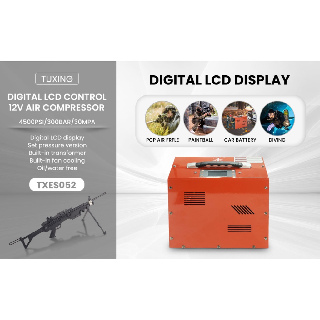 TUXING High Quality Auto Stop 4500psi Paintball PCP 12v Air Compressor